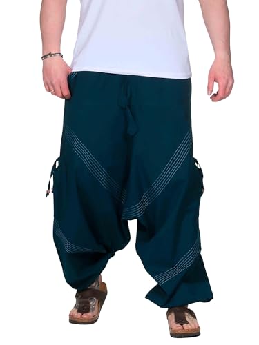 Kunst und Magie Herren Goa Haremshose in klassischen Farben, Größe:4XL, Farbe:Petrol/Türkis von Kunst und Magie