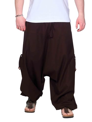 Kunst und Magie Herren Goa Haremshose in klassischen Farben, Größe:XXL, Farbe:Braun von Kunst und Magie