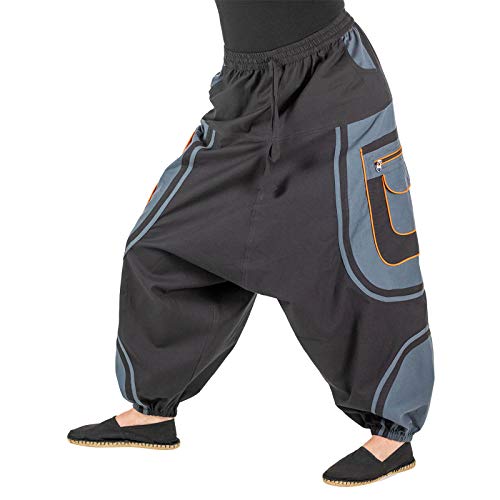 Kunst und Magie Herren Orientalische Haremshose, Größe:XXL, Farbe:Schwarz/Orange von Kunst und Magie