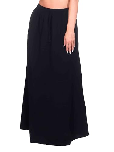 Kunst und Magie - Langer Rock Damen Baumwolle - Sommerrock luftig leicht (DE/NL/SE/PL, Alphanumerisch, Einheitsgröße, Regular, Regular, Schwarz) von Kunst und Magie