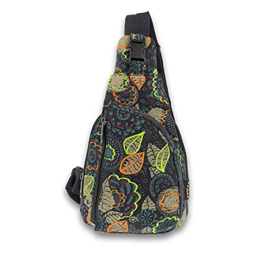 Slingbag Brusttasche Hippie Goa Bodybag Schultertasche Rucksack Bunt S, Farbe:Black/Schwarz von Kunst und Magie