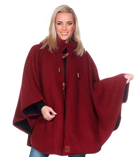Kunst und Magie Strick Poncho mit Kapuze Umhang Cape Strickjacke Wolle Jacke Winter Mantel Damen, Größe:L/XL von Kunst und Magie