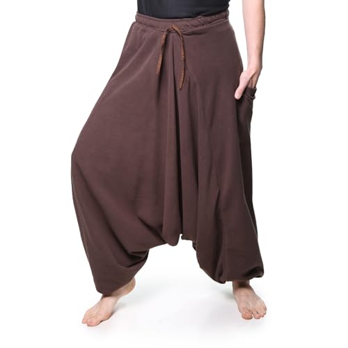 Kunst und Magie Unisex Fleecehose Aladinhose Thermo Haremshose, Farbe:Braun von Kunst und Magie