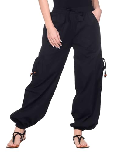 Kunst und Magie Unisex Goa Pluderhose in klassischen Farben, Größe:S/M, Farbe:Schwarz/Braun von Kunst und Magie