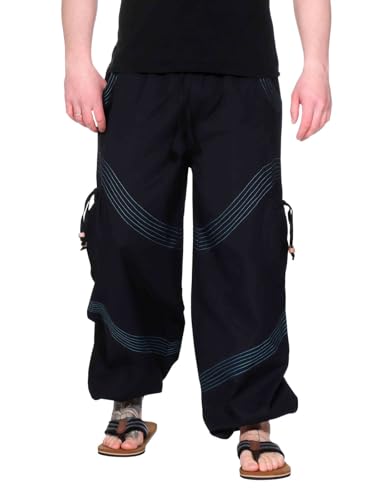 Kunst und Magie Unisex Goa Pluderhose in klassischen Farben, Größe:XXL, Farbe:Schwarz/Blau Kunst und Magie Unisex Goa Pluderhose in klassischen Farben, Größe:XXL, Farbe:Schwarz/Blau von Kunst und Magie
