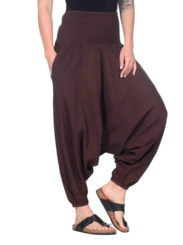 Kunst und Magie Unisex Orientalische Haremshose Pluderhose Pumphose, Größe: Einheitsgröße, Farbe:Schokobraun von Kunst und Magie