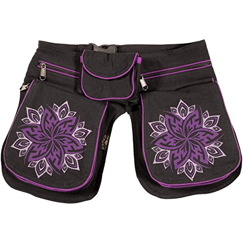 Kunst und Magie Damen Doppelte Bauchtasche Hüfttasche Mandala - Goa Gürteltasche Festivaltasche Hipbag Sidebag, Farbe:Black Purple Kunst und Magie Damen Doppelte Bauchtasche Hüfttasche Mandala - Goa Gürteltasche Festivaltasche Hipbag Sidebag, Farbe:Black Purple von Kunst und Magie