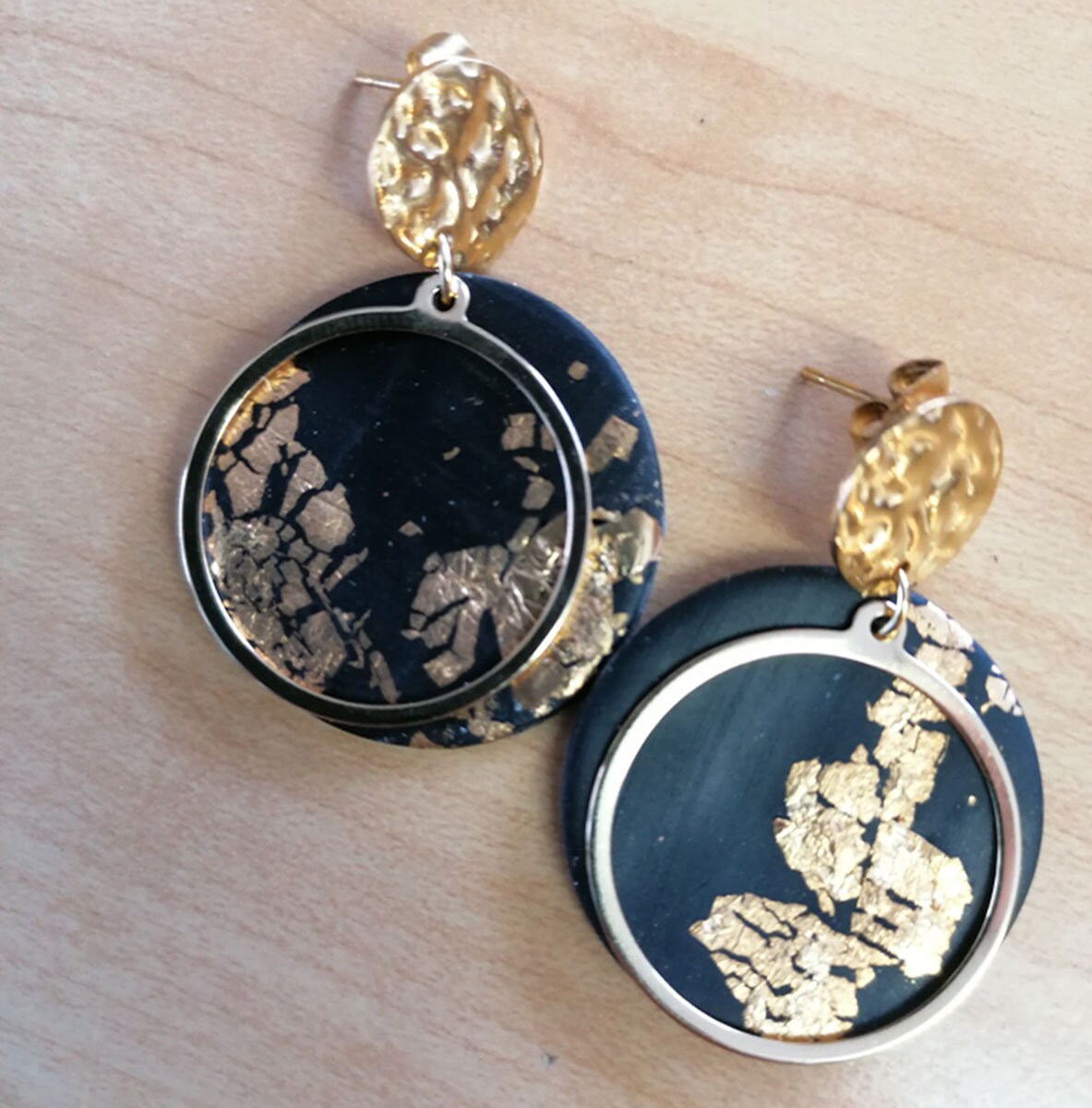 Fimo-Ohrringe Schwarz-Gold Fimo-Ohrringe Schwarz-Gold von KunstAnn