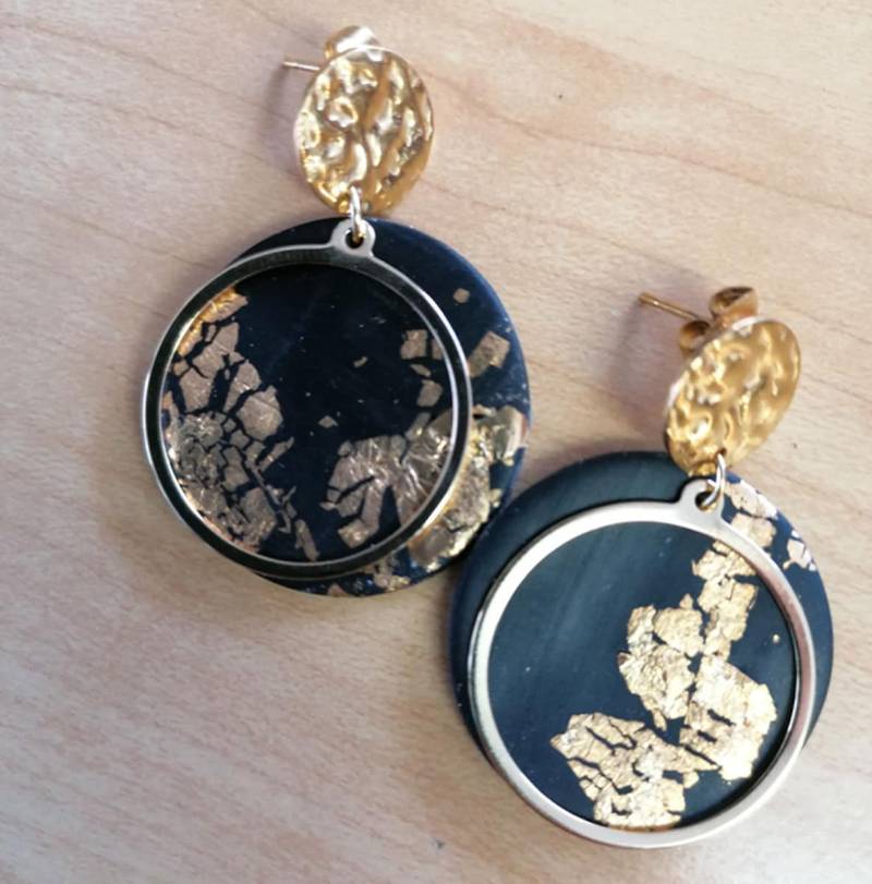 Fimo-Ohrringe Schwarz-Gold Fimo-Ohrringe Schwarz-Gold von KunstAnn