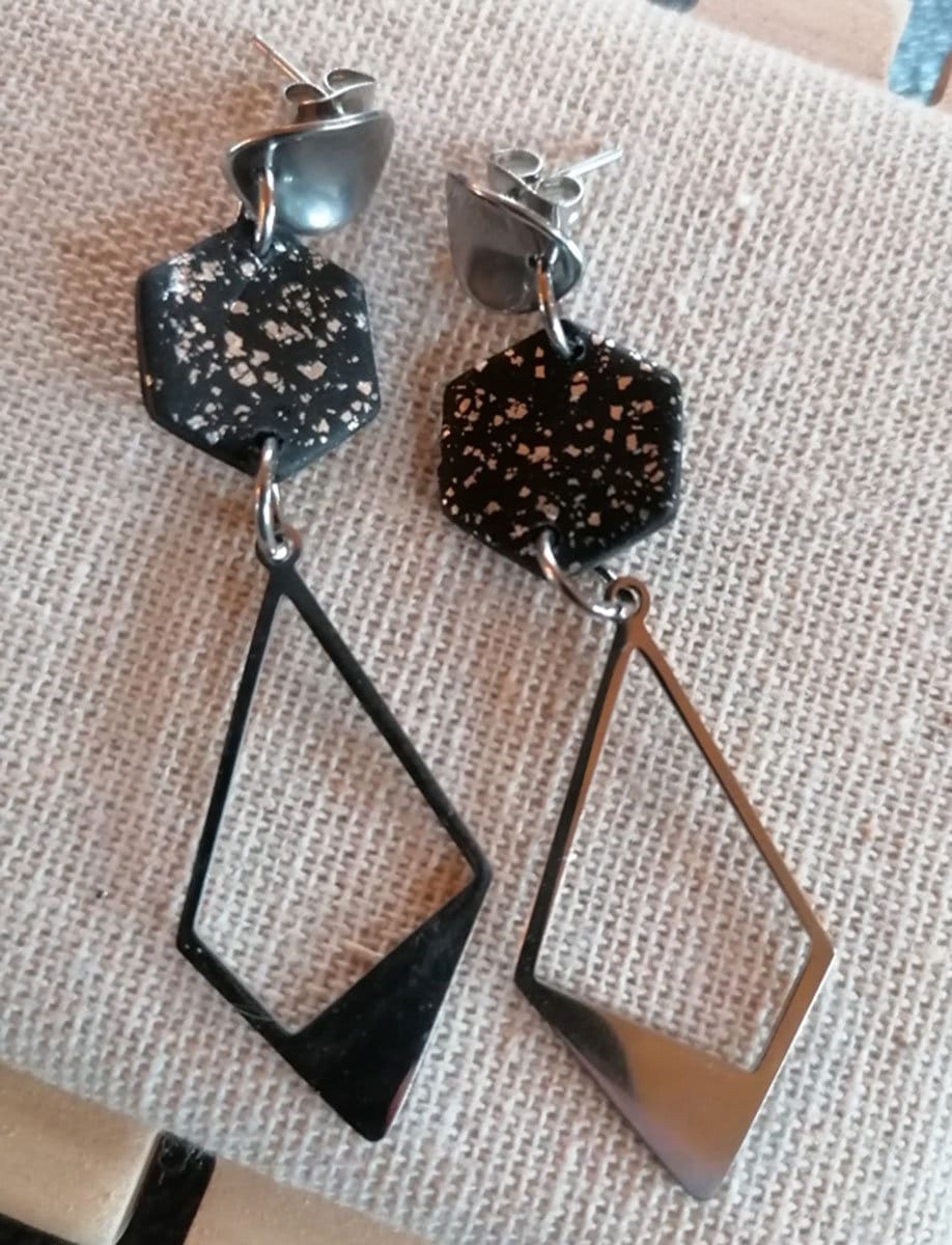 Polymer-Ohrringe Schwarz-Silber Polymer-Ohrringe Schwarz-Silber von KunstAnn