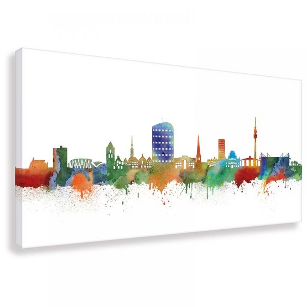 Kunstbruder Skyline von Dortmund - Light - Leinwand - Kunstdruck - Bilder von Kunstbruder