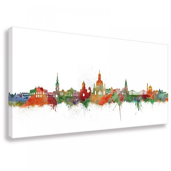 Kunstbruder Skyline von Dresden - Light - Leinwand - Kunstdruck - Bild von Kunstbruder