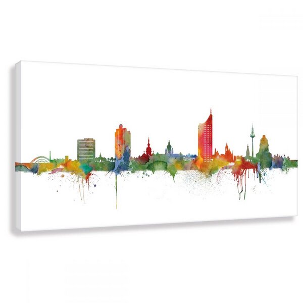 Kunstbruder Skyline von Leipzig - Leinwand - Bilder - Kunst von Kunstbruder