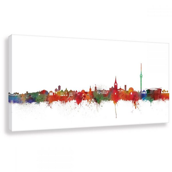 Kunstbruder Skyline von Stuttgart- Light - Wandbild - Kunstdruck von Kunstbruder