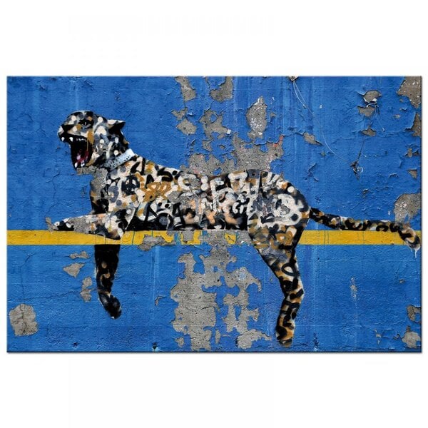 Kunstbruder Wandbild Banksy Blue Leopard Bilder Wohnzimmer von Kunstbruder