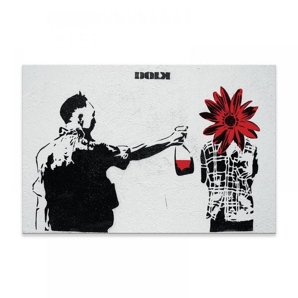 Kunstbruder Wandbild Banksy Flower Graffiti Sprayer Bilder Wohnzimmer von Kunstbruder