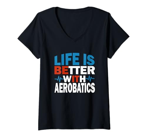 Damen Mit Kunstflieger ist das Leben Besser - für echte Sportler T-Shirt mit V-Ausschnitt Damen Mit Kunstflieger ist das Leben Besser - für echte Sportler T-Shirt mit V-Ausschnitt von Kunstflieger Athleten Geschenk