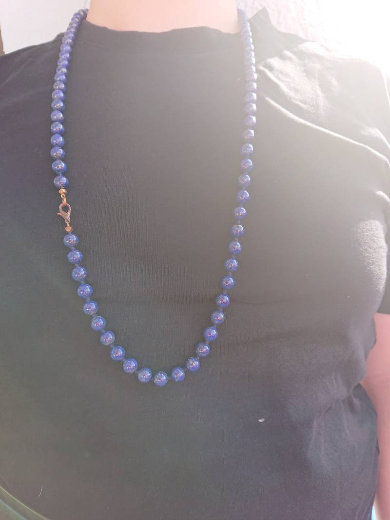 Sehr Schöne, Extra Lange Halskette Aus Lapis Lazuli Perlen Sehr Schöne, Extra Lange Halskette Aus Lapis Lazuli Perlen von KunsthausLoewenzunft