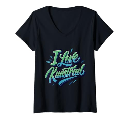 Damen Kunstrad - I Love Kunstrad - Ich Liebe Kunstrad T-Shirt mit V-Ausschnitt von Kunstrad Fans