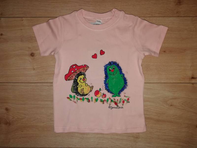 Baby-Shirt - Igelfreunde Handgemalte Motive Verschiedene Größen Farben Individualisierbar Unikat von Kunstschuppen