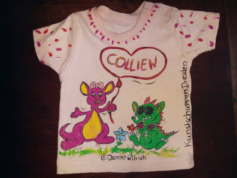 Baby-Shirt - Känguru & Drache Handgemalte Motive Verschiedene Größen Farben Individualisierbar Unikat von Kunstschuppen
