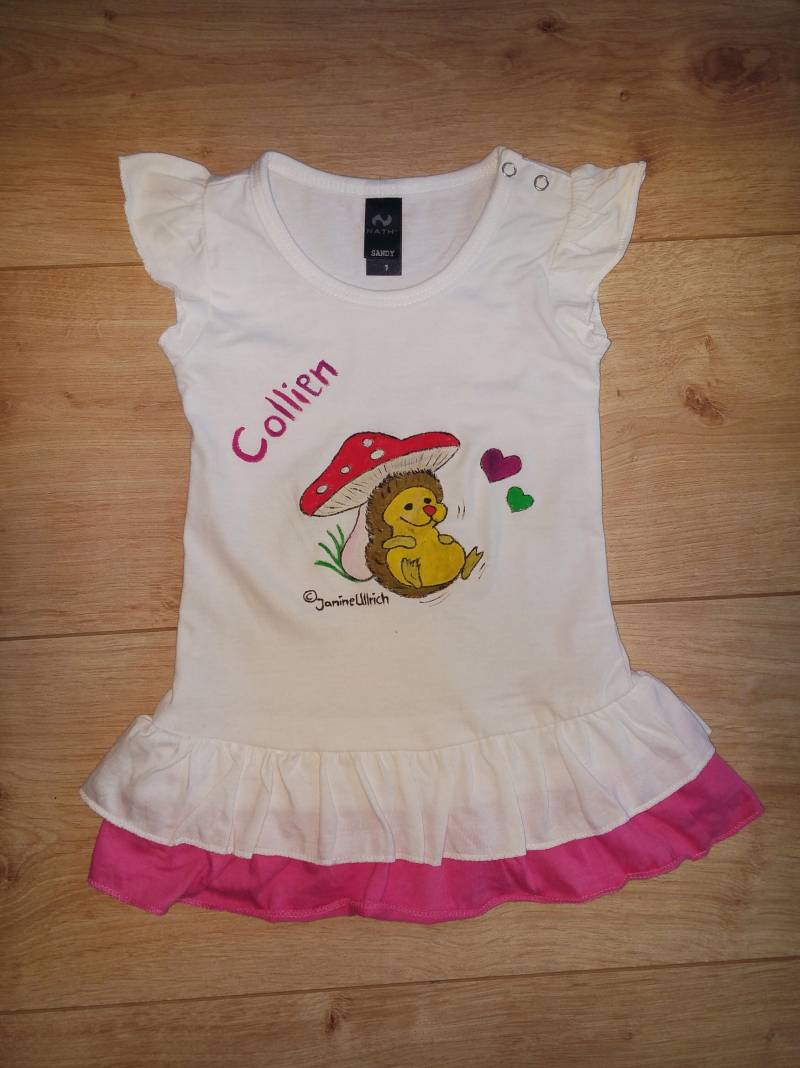 Kids-Kleid - Igel & Pilz Handgemalte Motive Verschiedene Größen Farben Individualisierbar Unikat von Kunstschuppen
