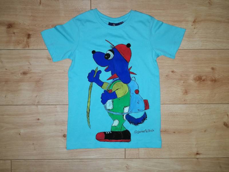 Kids-Shirt - Der Wanderer Handgemalte Motive Gr. 86-164 Verschiedene Farben Individualisierbar Unikat von Kunstschuppen