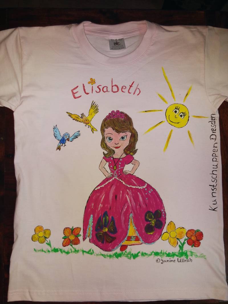 Kids-Shirt - Prinzessin Handgemalt Gr. 86 164 Verschiedene Farben Individualisierbar Unikat von Kunstschuppen