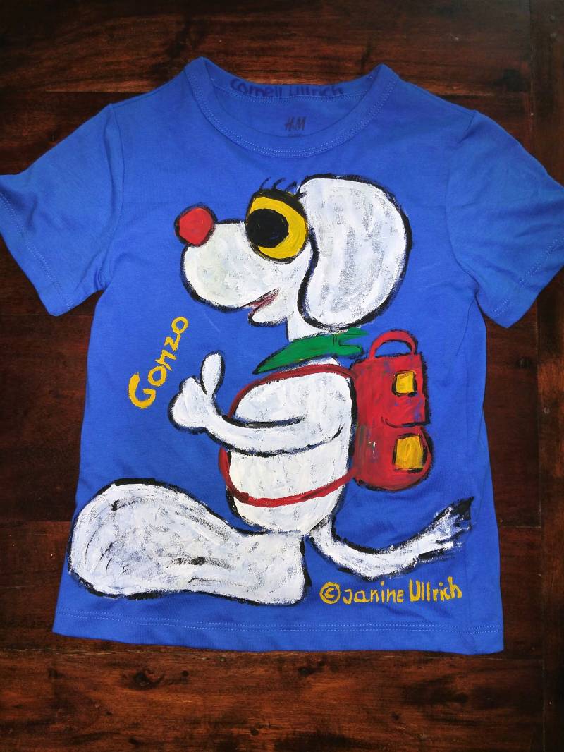 Kids-Shirt - Schulschnuffi Handgemalte Motive Gr. 86 164 Verschiedene Farben Individualisierbar Unikat von Kunstschuppen