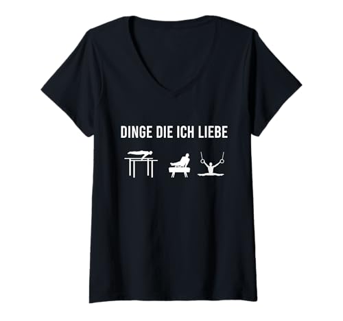 Damen Turner lieben Kunstturnen T-Shirt mit V-Ausschnitt Damen Turner lieben Kunstturnen T-Shirt mit V-Ausschnitt von Kunstturnen und Geräteturnen Zubehör