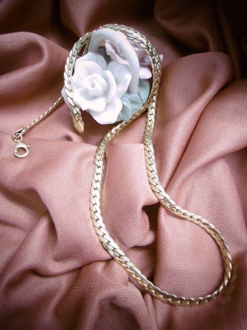 Edle Gliederkette Aus 925Er Silber, Vergoldet , Länge Ca. 50 cm von KunstundSchund