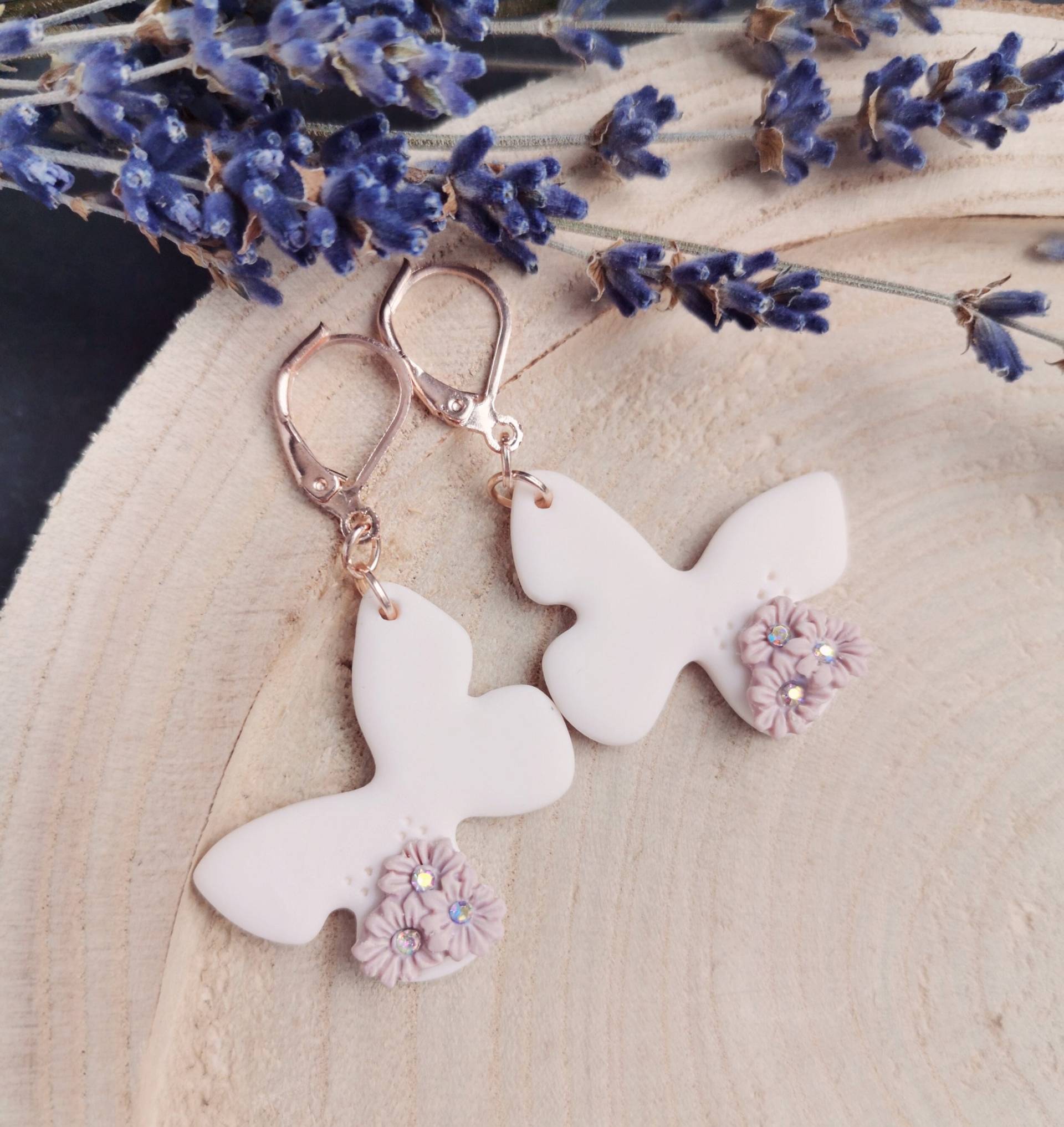 Schmetterling Ohrringe, Schmuck Frühling, Weiß, Rose Gold, Schmuck, Nickel Frei, Frauen Geschenk von KunstvollMalerei