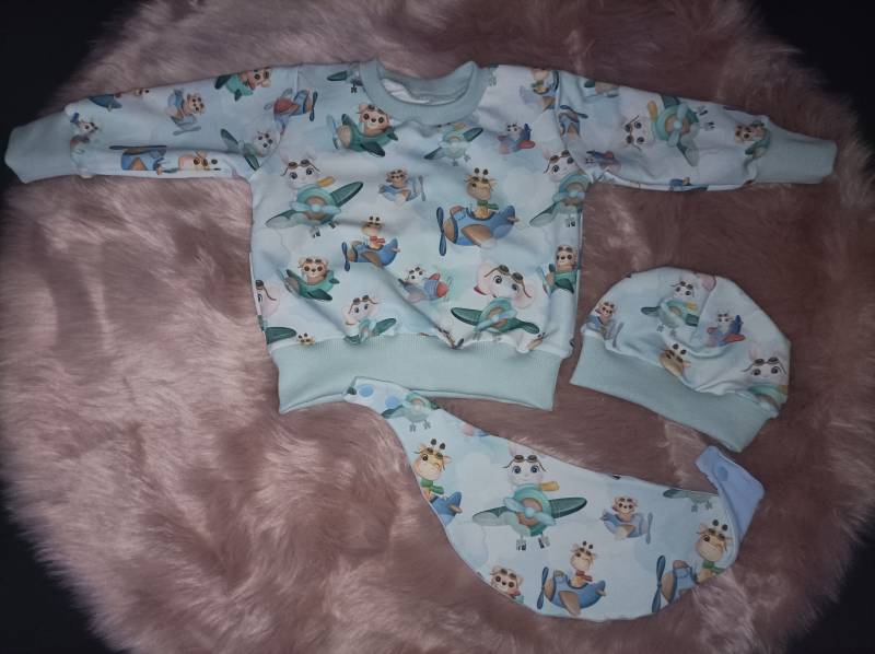 Set Gr.80 Langarmshirt + Mütze Und Halstuch von KunterbunteDesign