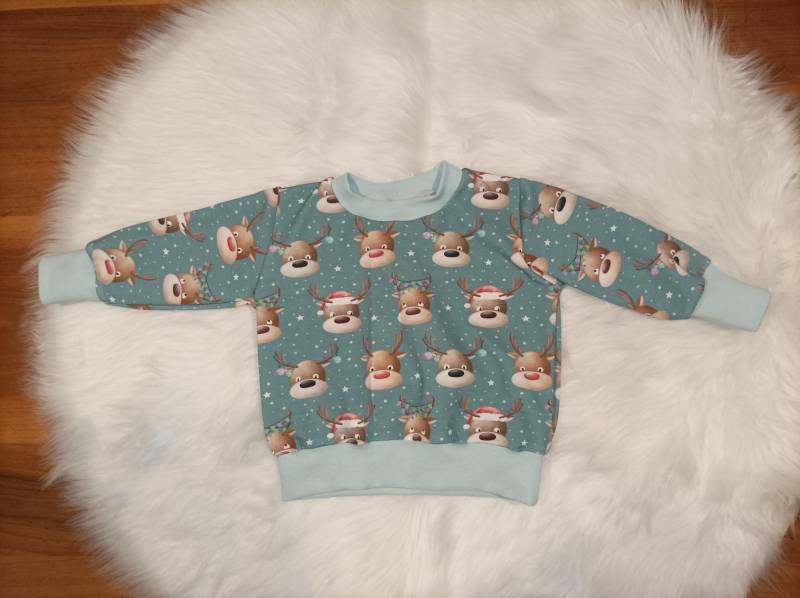Weihnachtsliches Baby Shirt/Sweater Gr.74 Rehntiere von KunterbunteDesign