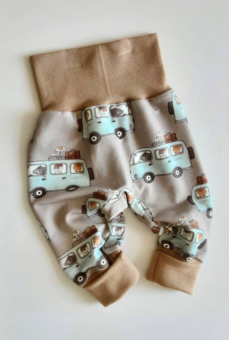Baby Pumphose Bulli Tiere Bus Camper Mitwachshose Babyhose Geschenk Mädchen Junge Babyset Camping Waldtiere Fuchs von KunterbunteUnikate