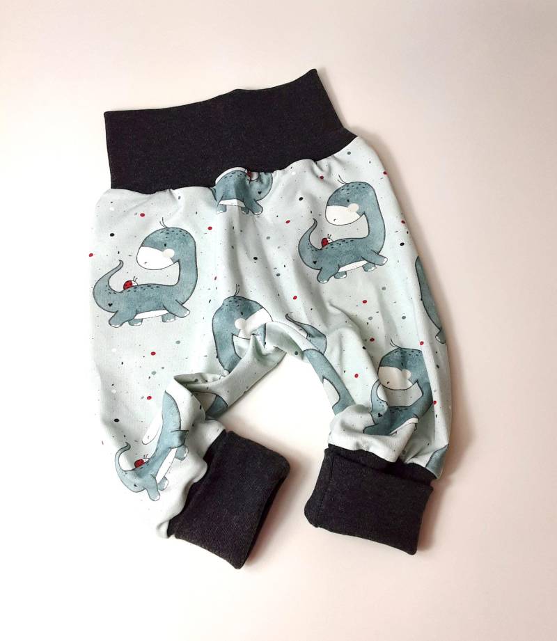 Baby Pumphose Dinobaby Dino Dinosaurier Mitwachshose Babyhose Geschenk Mädchen Junge Babyset Bulli Camping Geschenkset von KunterbunteUnikate