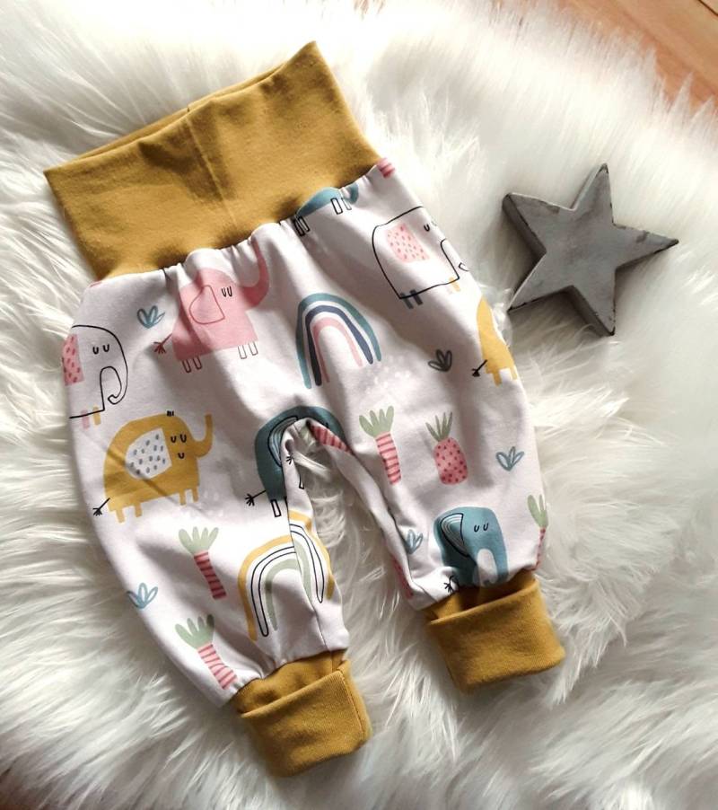 Baby Pumphose Elefant Regenbogen Ananas Mitwachshose Tobehose Babyhose Geschenk Geburt Newborn Junge Mädchen von KunterbunteUnikate