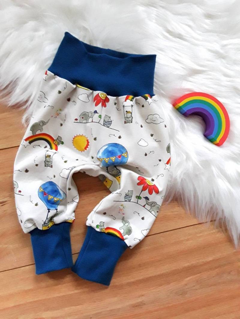 Baby Pumphose Regenbogen Elefant Mitwachshose Tobehose Geschenk Geburt Newborn Junge, Mädchen von KunterbunteUnikate