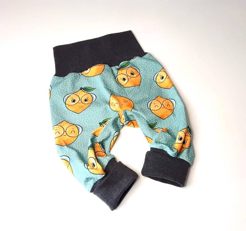 Baby Pumphose Zitronen Früchte Sommer Mitwachshose Babyhose Mädchen Junge, Geschenk Geburt Babyparty Zwillinge von KunterbunteUnikate