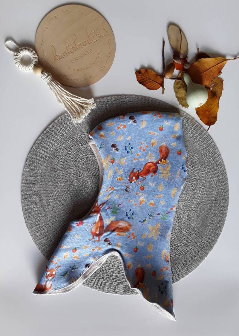 Baby Schlupfmütze Zipfelmütze Eichhörnchen Waldtiere Babymütze Schalmütze Wintermütze Mütze Warm Gefüttert Mädchen Junge Wald von KunterbunteUnikate