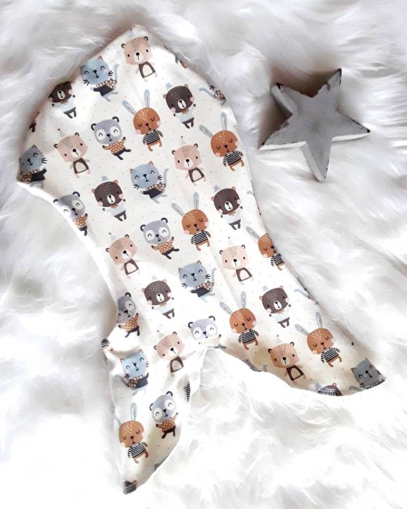 Baby Schlupfmütze Zipfelmütze Tierkinder Hase Katze Babymütze Schalmütze Wintermütze Mütze Warm Gefüttert Mädchen Junge von KunterbunteUnikate