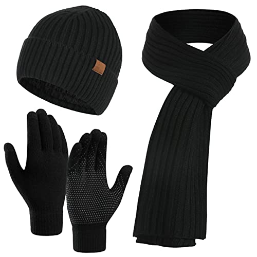 Kunyeah Mütze Schal Handschuhe Set Warm StrickmüTze Hut Lang Schal Touchscreen Handschuh Winter Accessoires für Herren Damen… von Kunyeah