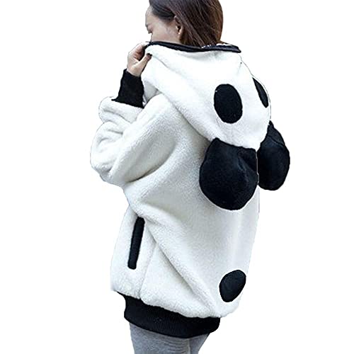 Hoodie Damen Panda Sweatshirt Pullover Mit Kapuze Winter Warme PlüSch Pullover Fleecemantel Plüschjacke Plüschmantel Kapuzenjacke Fleecejacke Sweatjacke von Kuokuo