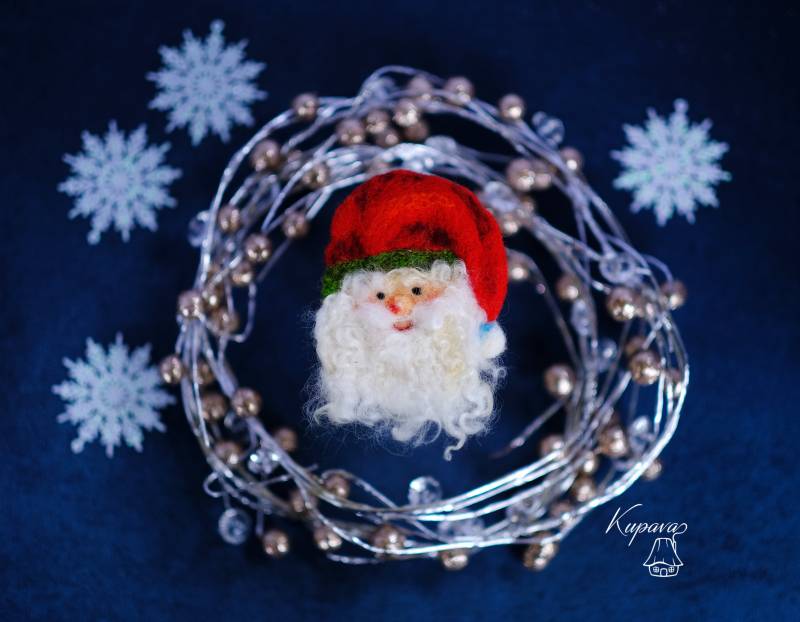 Weihnachten Weihnachtsmann Brosche, Wolle Filz Anstecknadel, Urlaub Schmuck, Winterabzeichen von KupavaMamaFelt