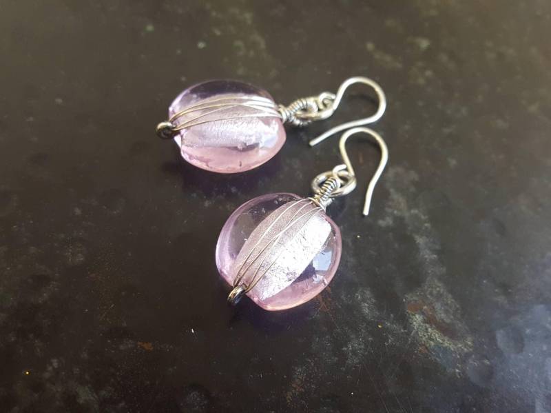 925Er Silber Ohrringe Mit Rosa Folienperlen 925Er Silber Ohrringe Mit Rosa Folienperlen von Kupferherz2020