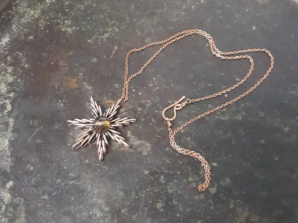Anhänger Kupfer Wire Wrapping Stern Schneeflocke von Kupferherz2020
