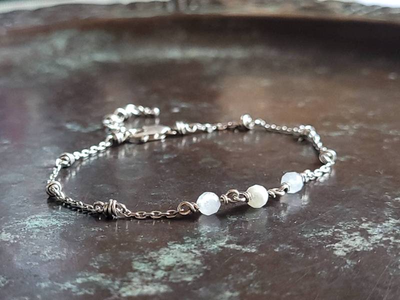 Armband Mit Mondstein-Perlen Sterlingsilber 925Er Armband Mit Mondstein-Perlen Sterlingsilber 925Er von Kupferherz2020