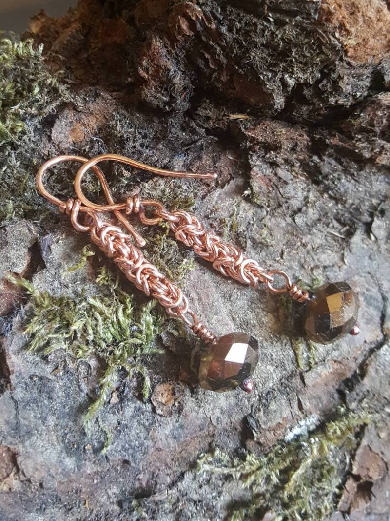 Chainmaille Byzantinisch Ohrringe Ohrhänger Kupfer Mit Glasschliffperle Chainmaille Byzantinisch Ohrringe Ohrhänger Kupfer Mit Glasschliffperle von Kupferherz2020