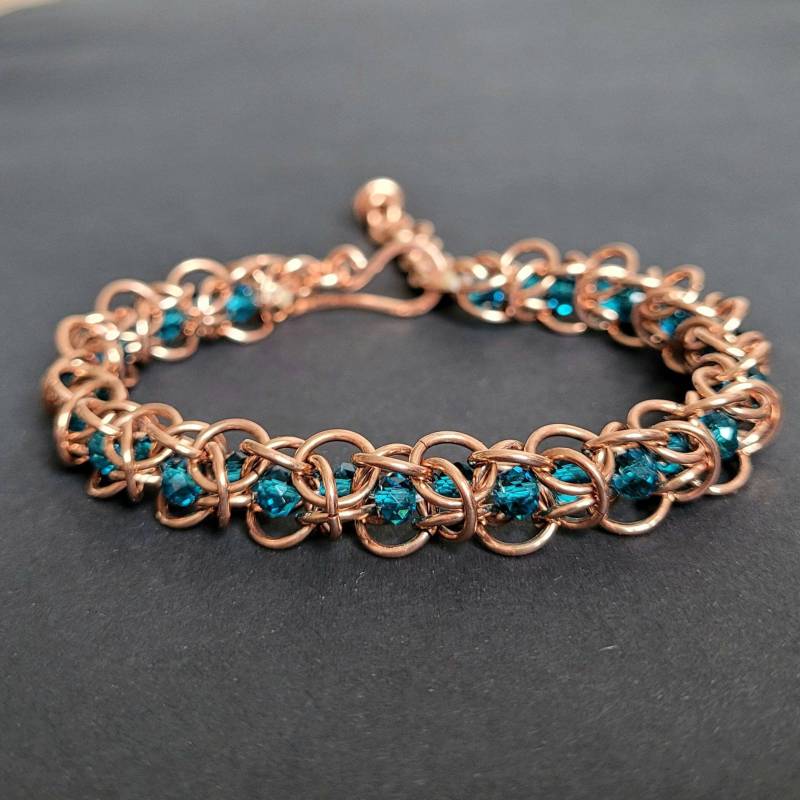 Kupfer Armband Chainmaille Mit Glasschliffperlen Kupfer Armband Chainmaille Mit Glasschliffperlen von Kupferherz2020