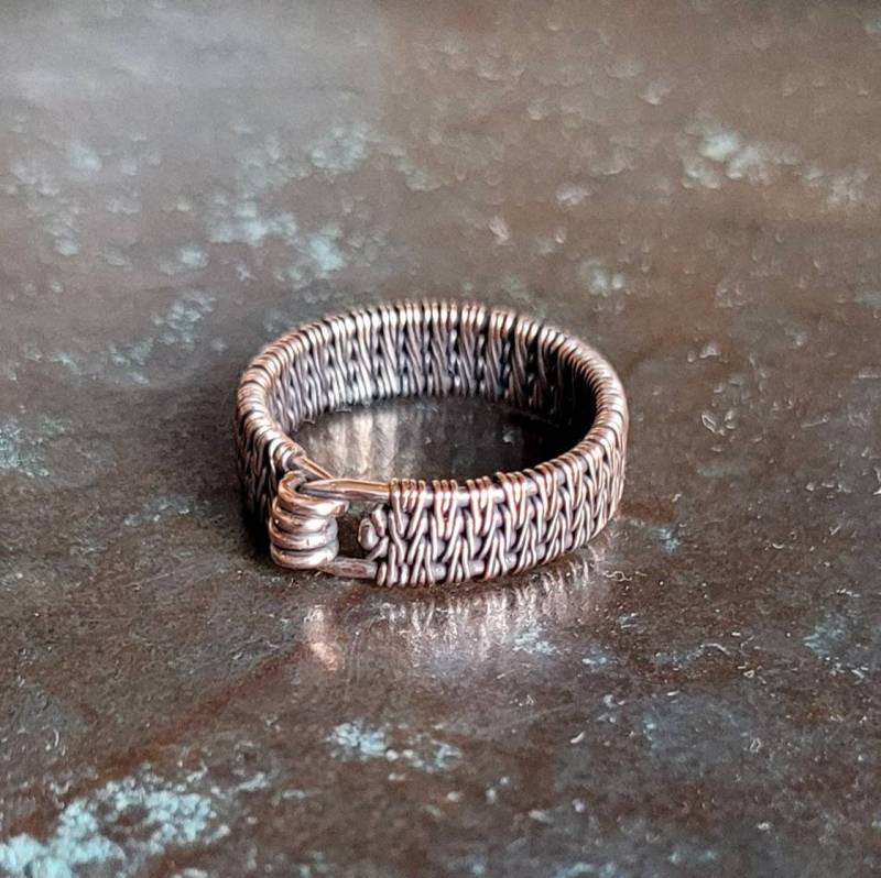Schmaler Kupferring Bandring Strickmuster Wire Weaving Schmaler Kupferring Bandring Strickmuster Wire Weaving von Kupferherz2020